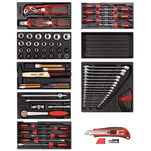 Gedore verktøysett i skummoduler, 81 deler