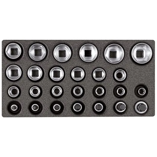 Gedore pipesett 1/2" i skuminnlegg, 26 deler