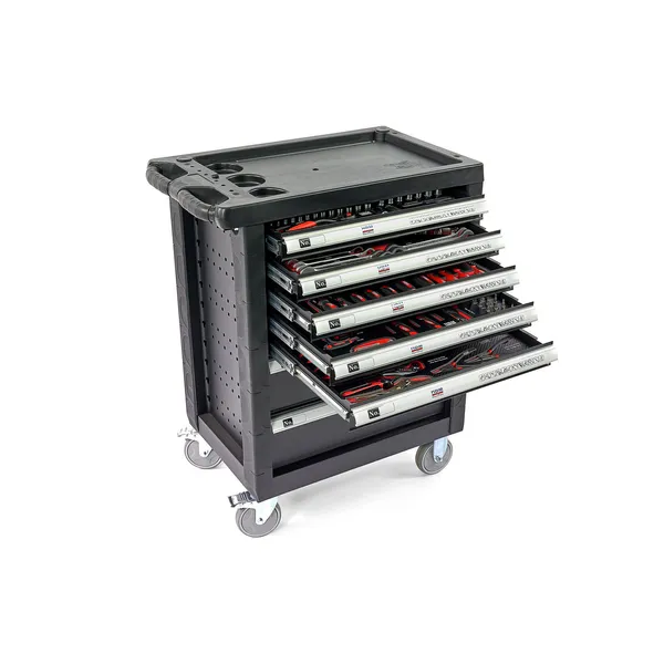 Verktøyvogn med verktøy i skuminnlegg, 196 deler