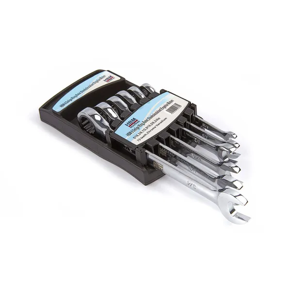 Skrallenøkkelsett, tommer 6 deler