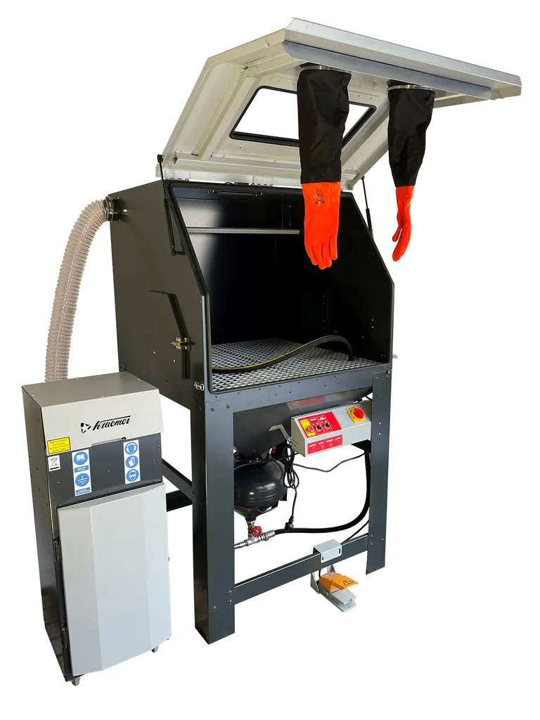 Sandblåsekabinett med trykklokke, 1200 l.