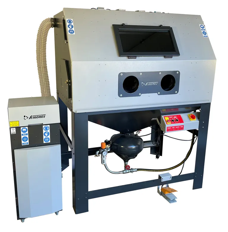 Sandblåsekabinett med trykklokke, 1500 l.