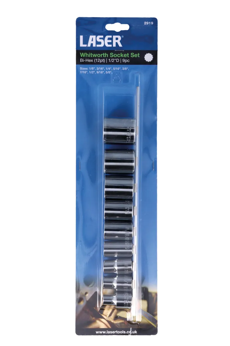 Pipesett whitworth 1/2", 9 deler