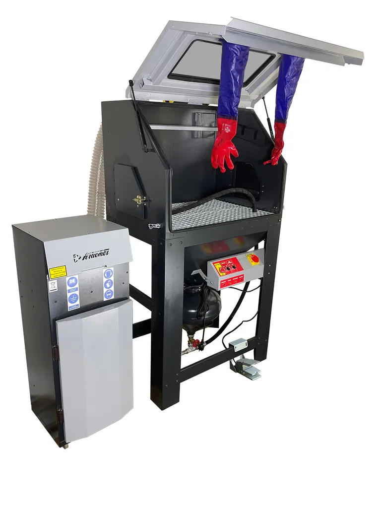 Sandblåsekabinett med trykklokke, 350 l.