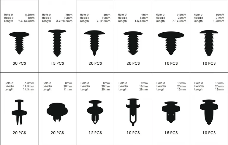 Interiørklips, universalsett 192 deler
