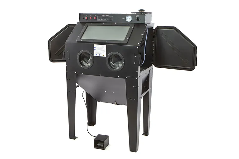 Sandblåsekabinett med avsug, 350 l. Matt sort