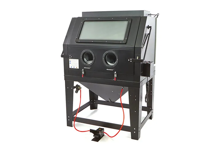 Sandblåsekabinett med avsug, 990 l. sort