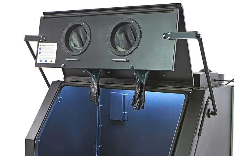 Sandblåsekabinett med avsug, 990 l. sort