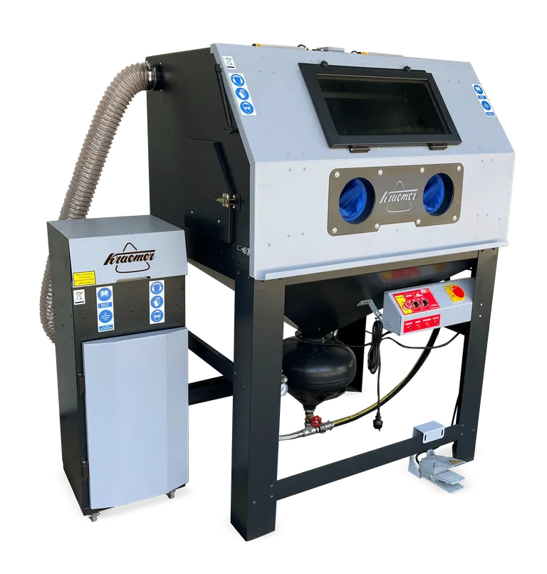 Sandblåsekabinett med trykklokke, 900 l.