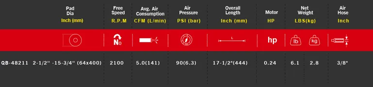 M7 langsliper, pneumatisk