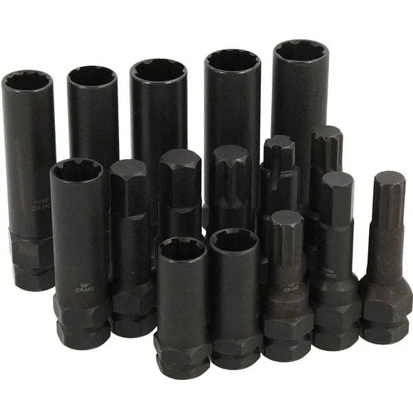 Pipesett for låsebolter, 16 deler