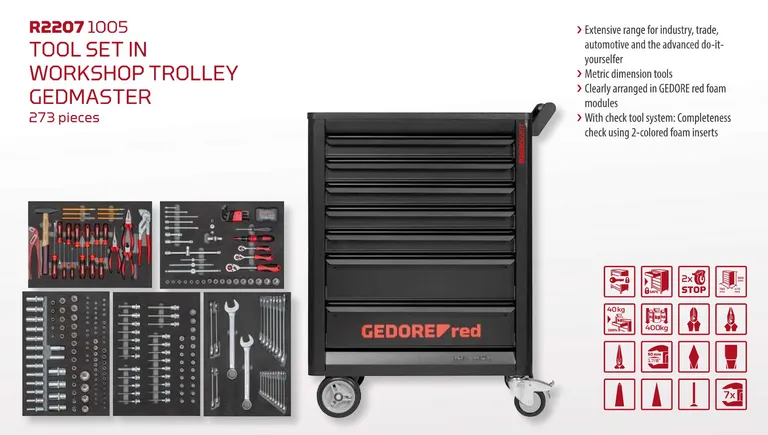 Gedore GEDmaster verktøyvogn med 273 verktøy